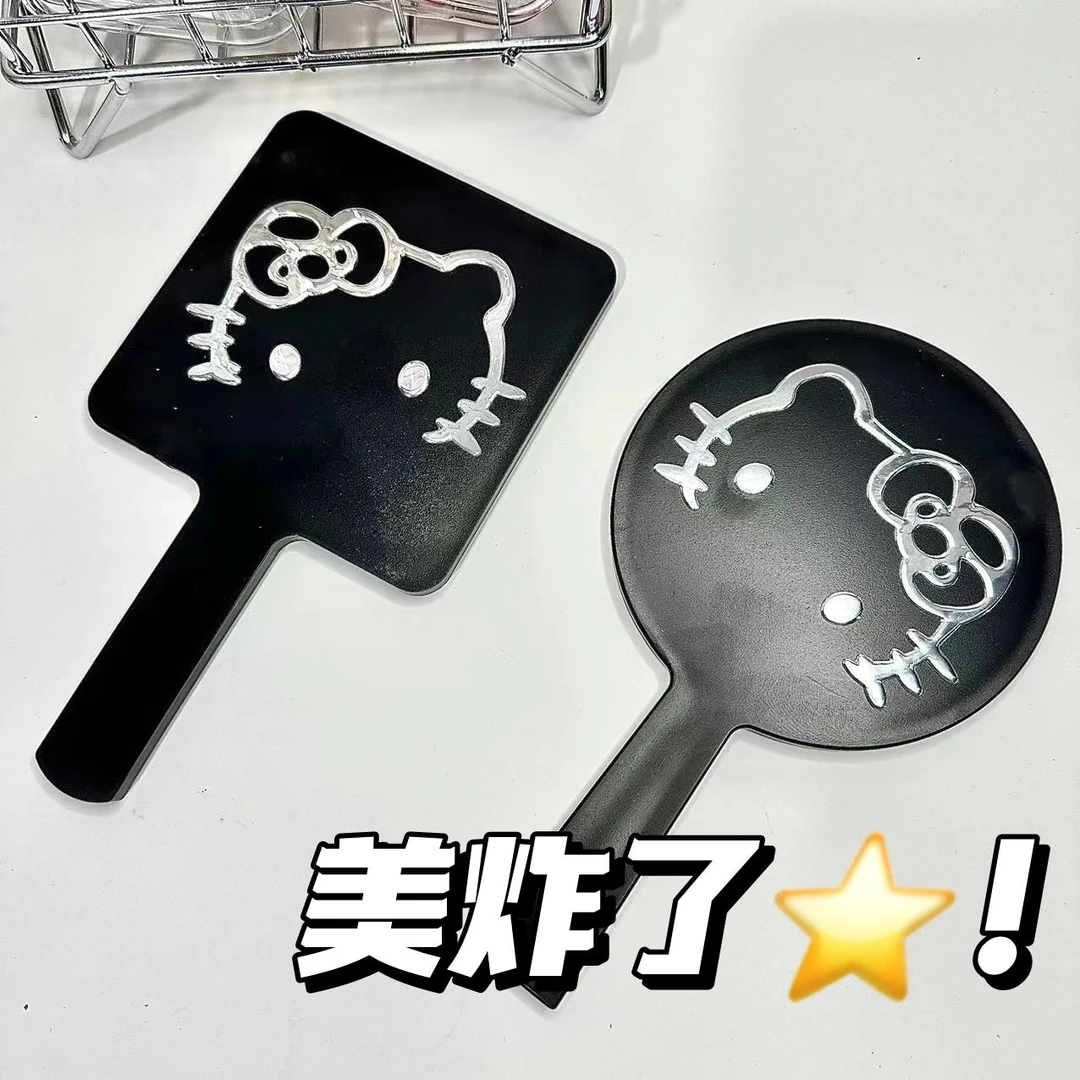 B化妆镜手持镜子Hellokitty手拿镜高级可爱浴室宿舍家用手柄镜子