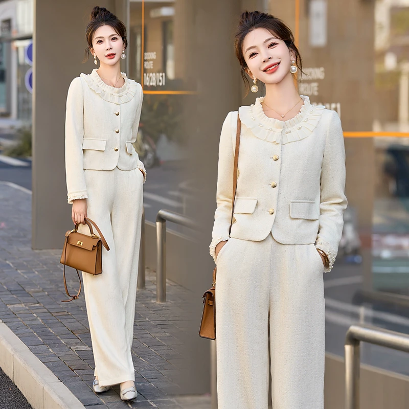 秋装新款小香风名媛洋气减龄女神范外套上衣长裤两件套时尚套装