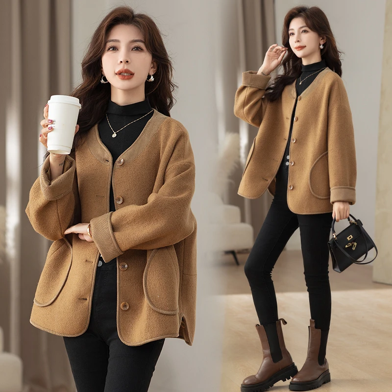 秋冬新款韩版宽松气质洋气减龄显瘦小个子短款皮毛一体入秋外套