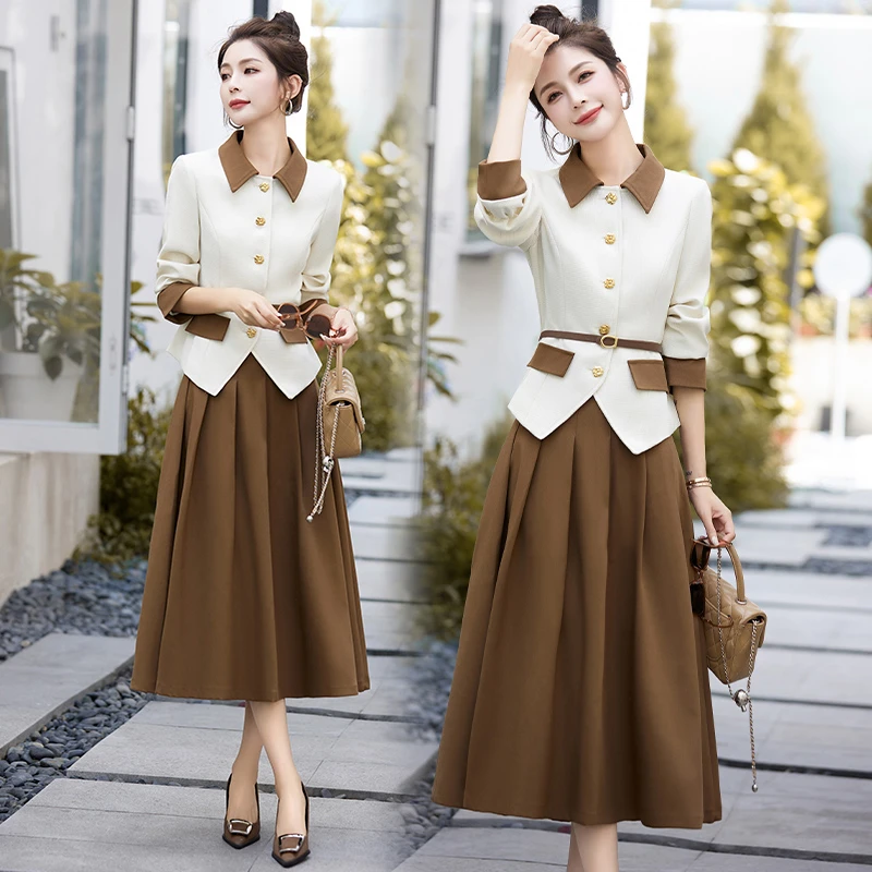 秋冬新款法式复古气质小香风名媛女神范上衣半身裙两件套时尚套装