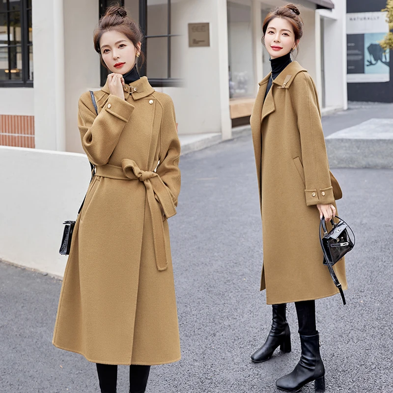 高端轻奢秋冬新款韩版高级感洋气时髦宽松时尚双面羊毛呢大衣外套