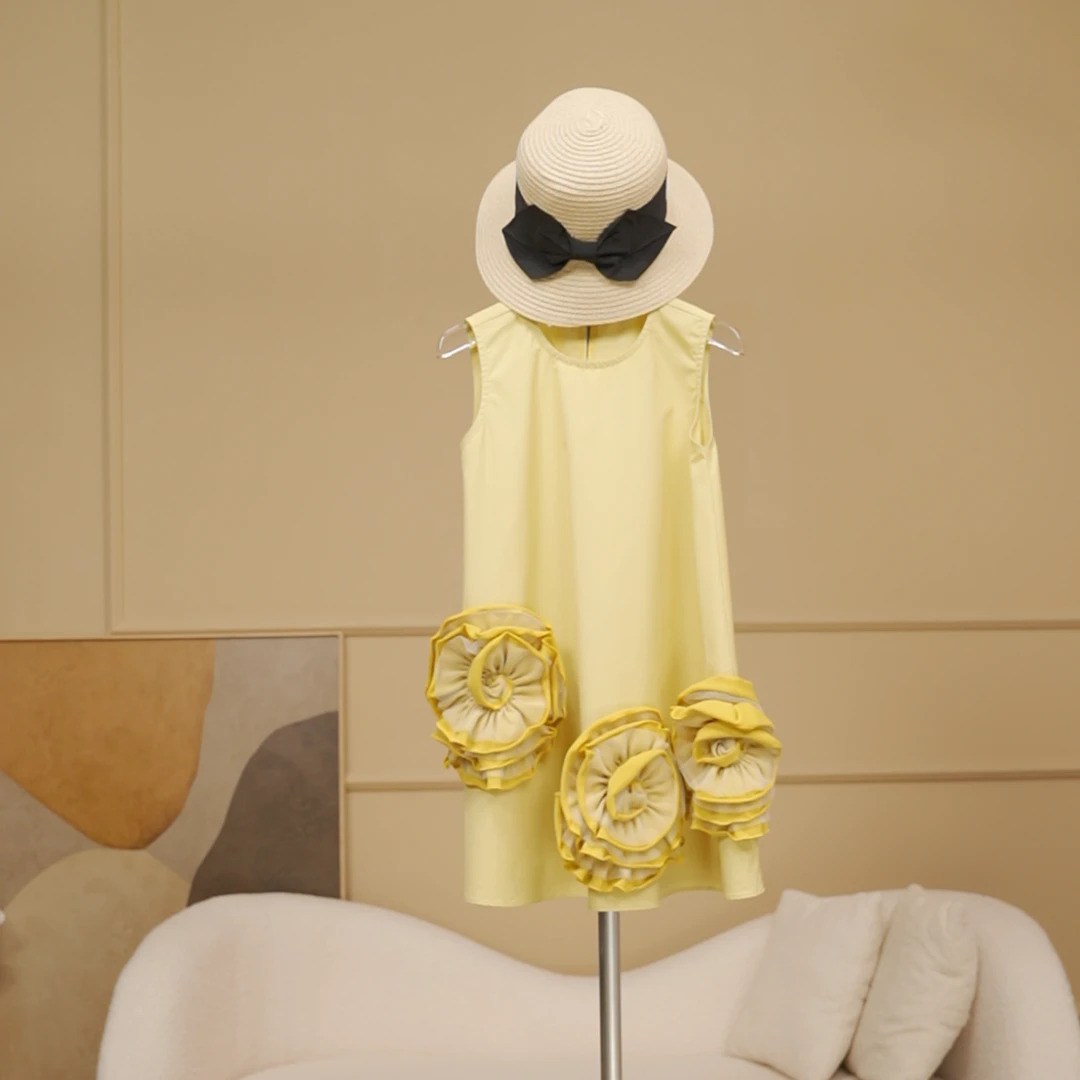 【现货】2023女童童装儿童夏季连衣裙背心裙显白棉布洋气36L3203