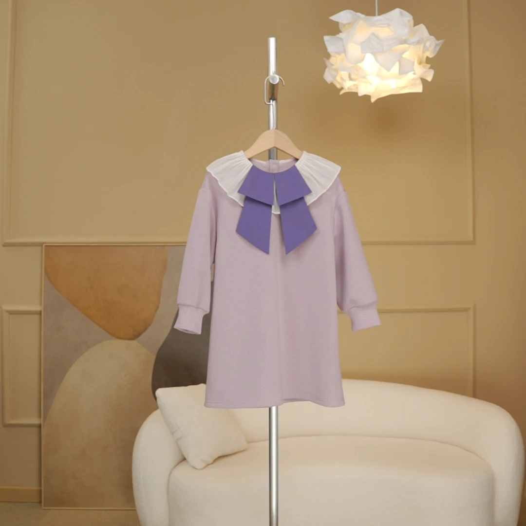 【现货】2023女童童装秋装连衣裙卫衣裙长袖女宝裙子粉色秋36L3663