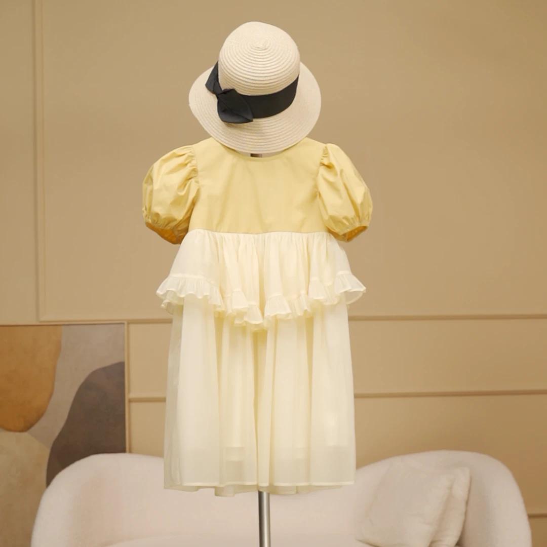【现货】2023女童童装夏季新款短袖法式高级短袖连衣裙36L3252