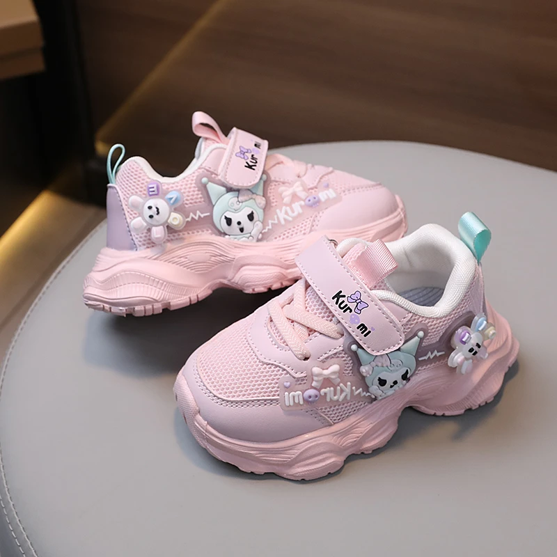 秋季开学新款女宝鞋子库洛米公主鞋女童鞋子洋气儿童鞋子软底网鞋