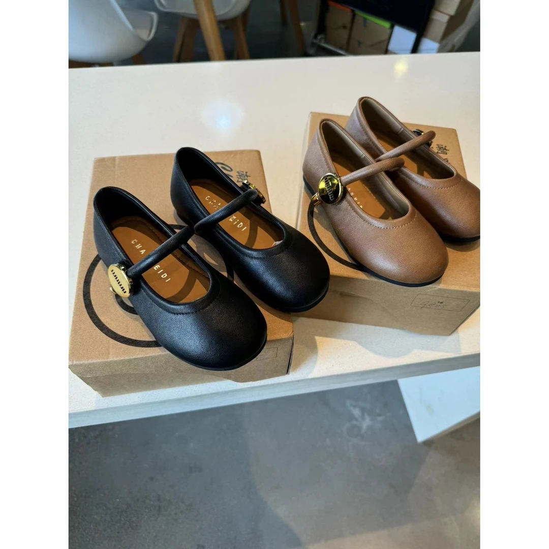 现货    2024秋季儿童女童英伦风时尚百搭小皮鞋9805