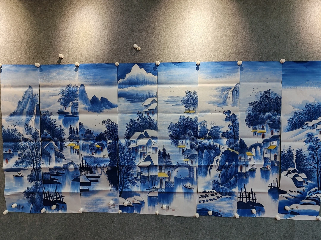 吴 四条竖幅 宣纸