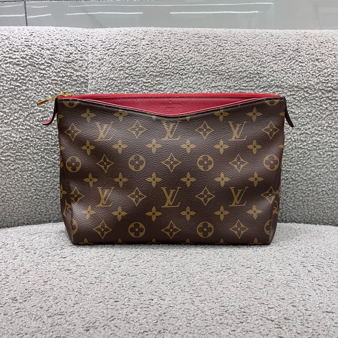 95新 LouisVuitton/路易威登 lv老花拼红手拿包 7954284