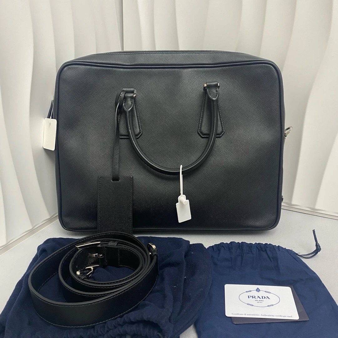 95新 Prada/普拉达 普拉达 黑色公文包 肩带款 手提包 8898027
