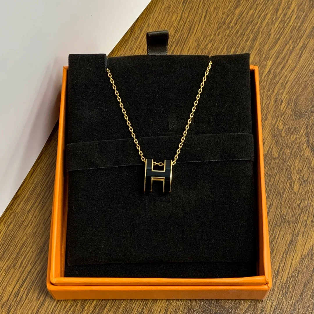 95新 Hermes/爱马仕 爱马仕黄金色大号H项链