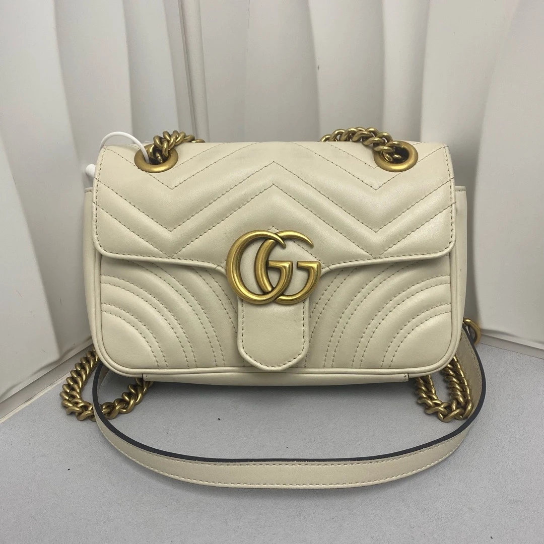 95新 GUCCI/古驰 古驰 白金马蒙 22 单肩包 8991980