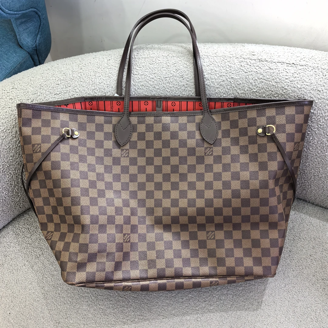 95新 LouisVuitton/路易威登 lv大号neverfull棋盘手提包7965924