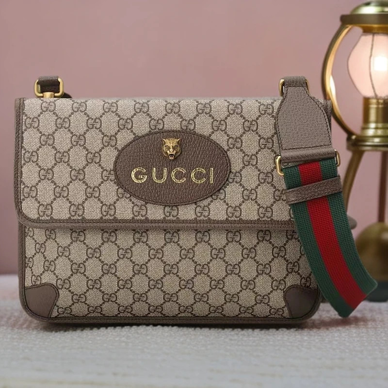 95新  GUCCI/古驰/双面虎头包大号单肩包7965479女包