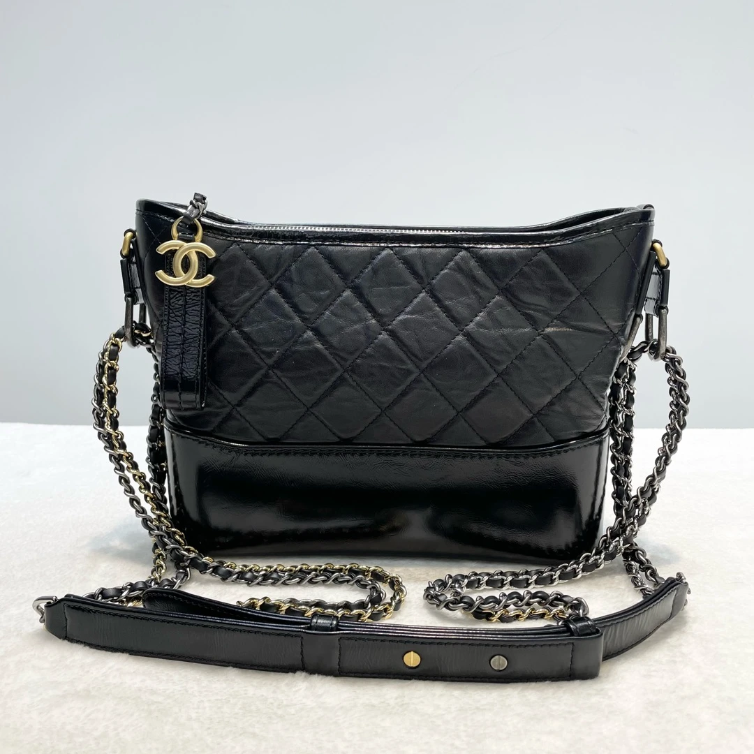 95新 Chanel/香奈儿 香奈儿芯片款黑色新中号流浪包 11056755女包