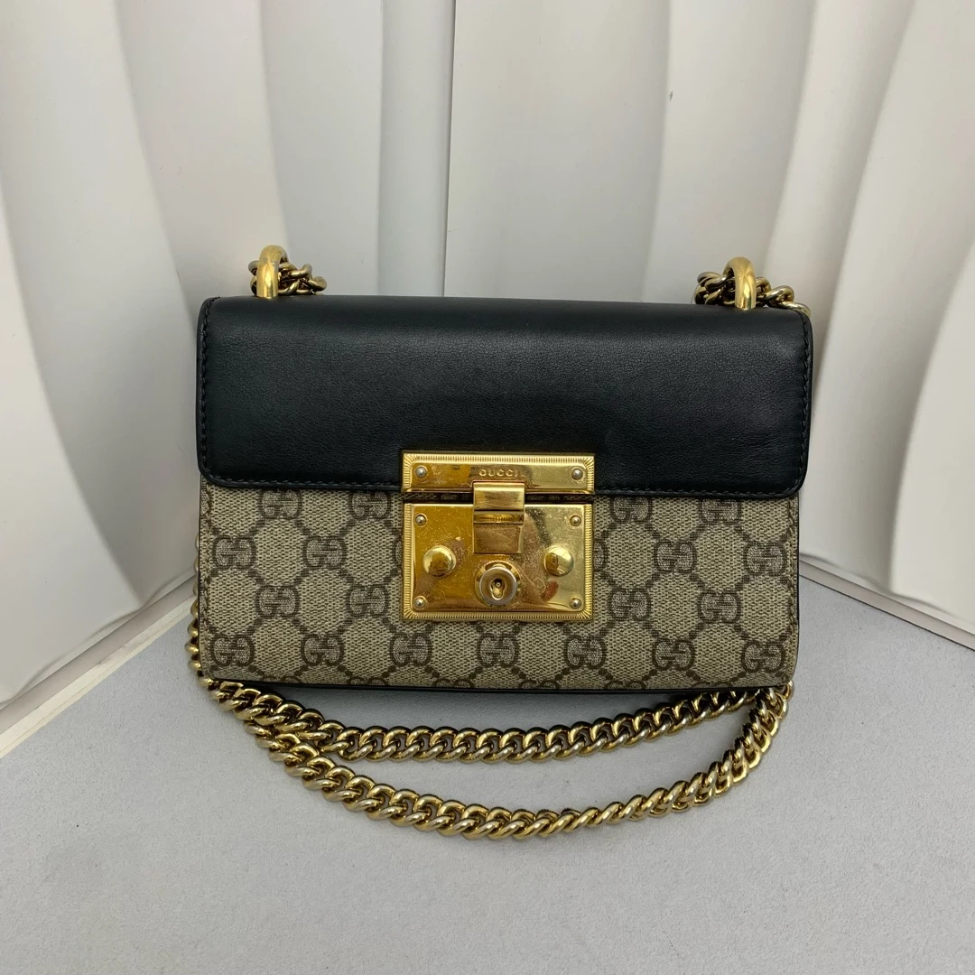 95新 GUCCI/古驰 古驰黑色老花月光宝盒单肩包 8898123