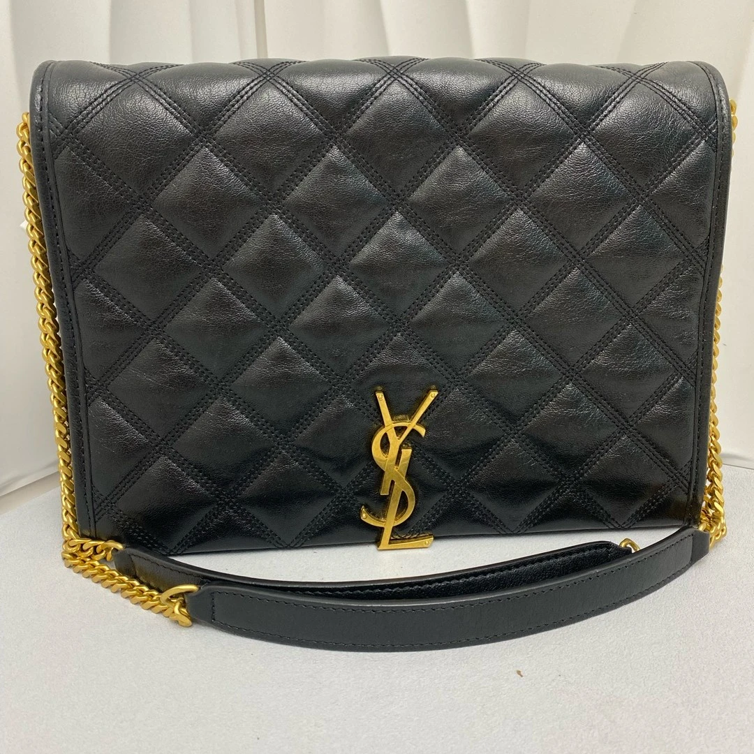 95新 YSL/圣罗兰 圣罗兰 黑金 becky 中号 单肩包