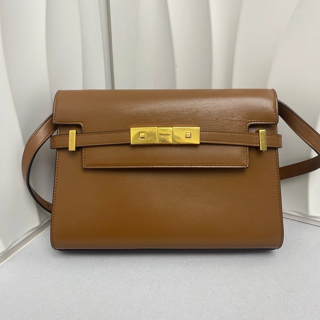 95新 YSL/圣罗兰 圣罗兰 曼哈顿小号焦糖色 单肩包 8992154