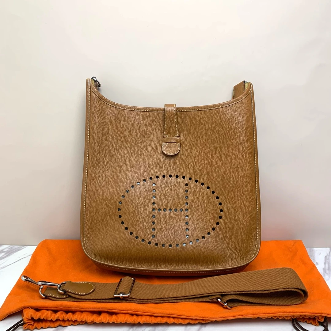 95新 Hermes/爱马仕 爱马仕金棕框O刻伊芙琳29单肩包