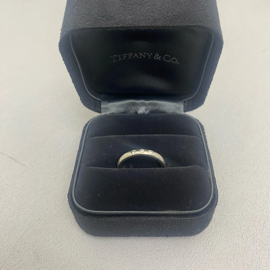 95新 Tiffany & Co./蒂芙尼 蒂芙尼铂金三钻戒指 50号 10467146