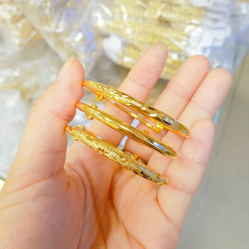 合金手镯 高抛光面【龙凤/光面手镯宝宝】可调节