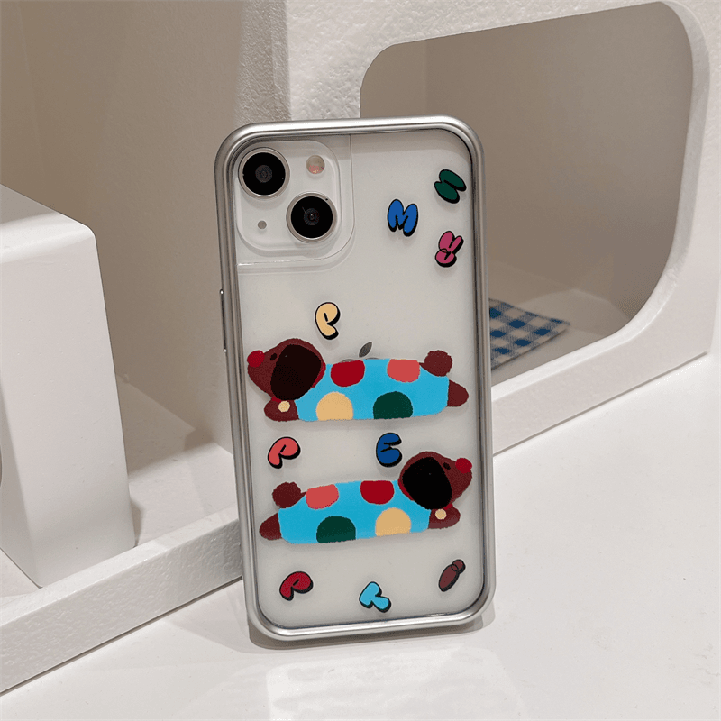 个性创意卡通腊肠狗适用苹果15手机壳全包iphone14pro防摔12/11女