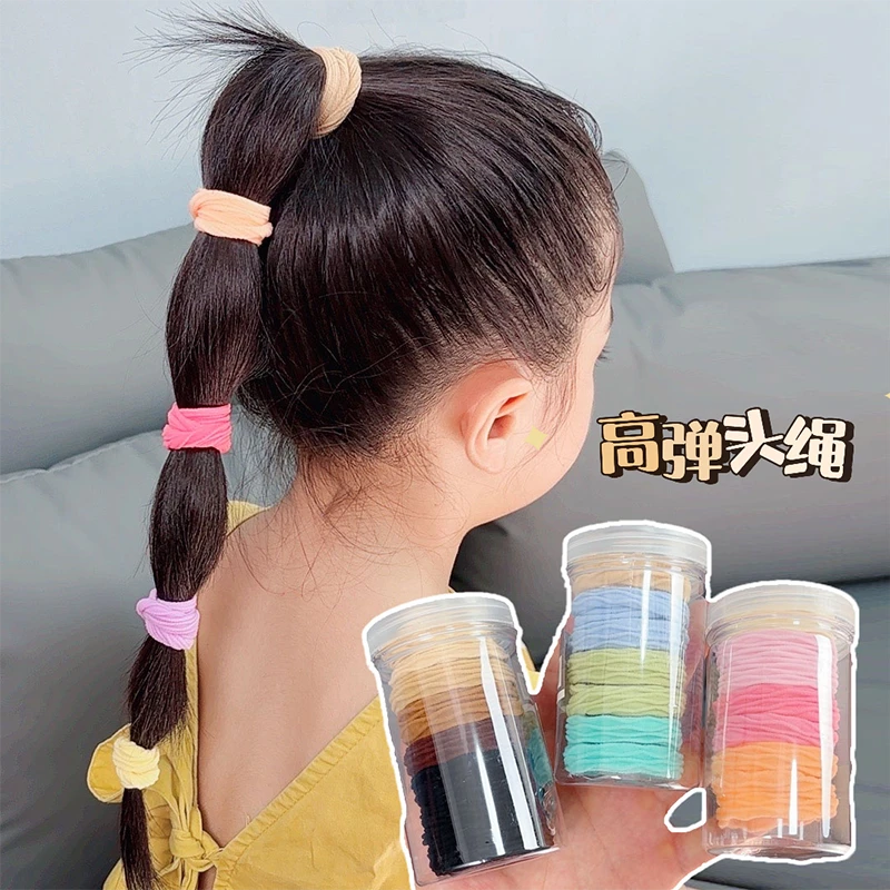 2024新款儿童发圈不勒发高弹力无接缝皮筋女童高马尾头绳彩色发饰