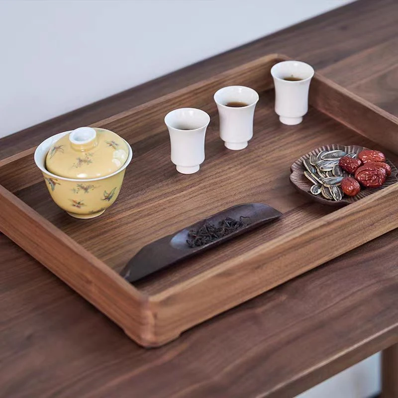 北美黑胡桃榫卯结构水果糕点盘奉茶盘-36*26*4cm