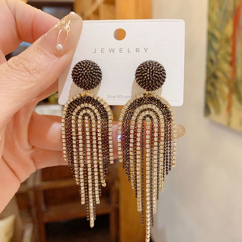 铜合金耳饰 欧美夸张复古流苏耳环气质长款大气耳坠