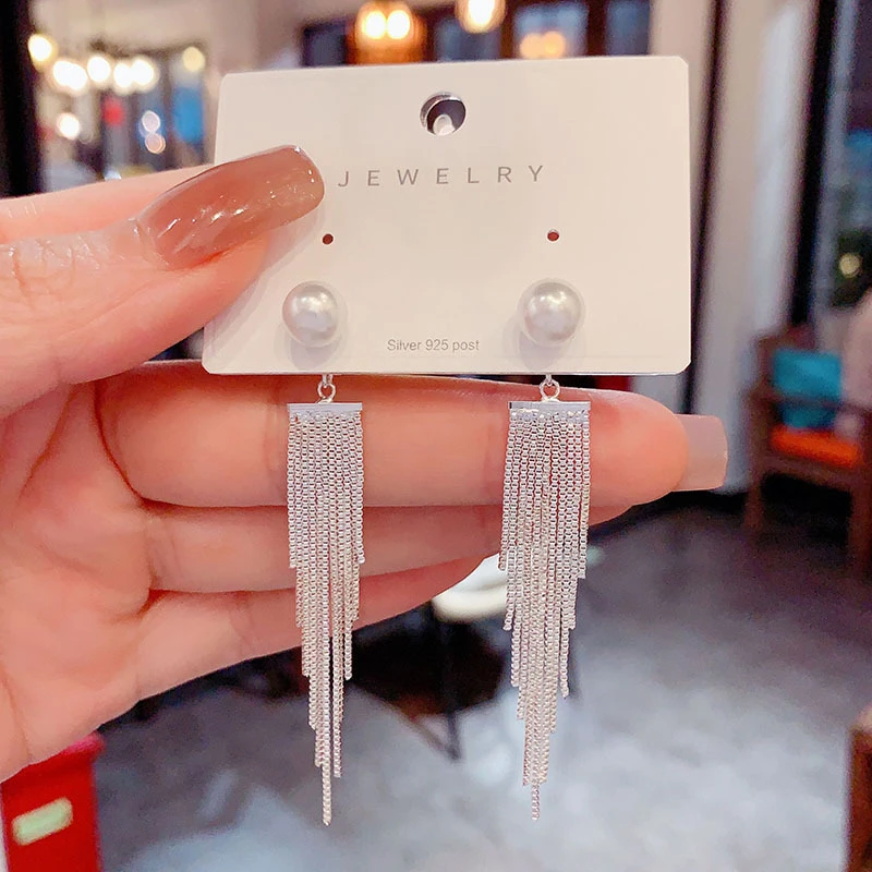 铜合金亚克力耳饰 轻奢百搭长款流苏耳环女高级感气质独特网红