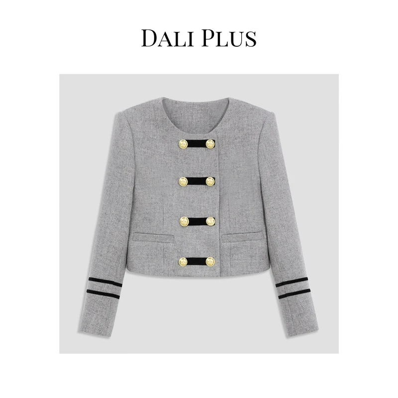 DALI PLUS重磅精纺羊毛骑士风圆领外套+短裤-ZS-055