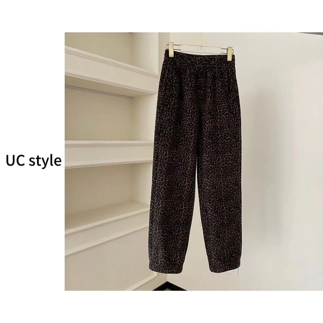 A5415紧腿豹纹休闲裤主播穿S码