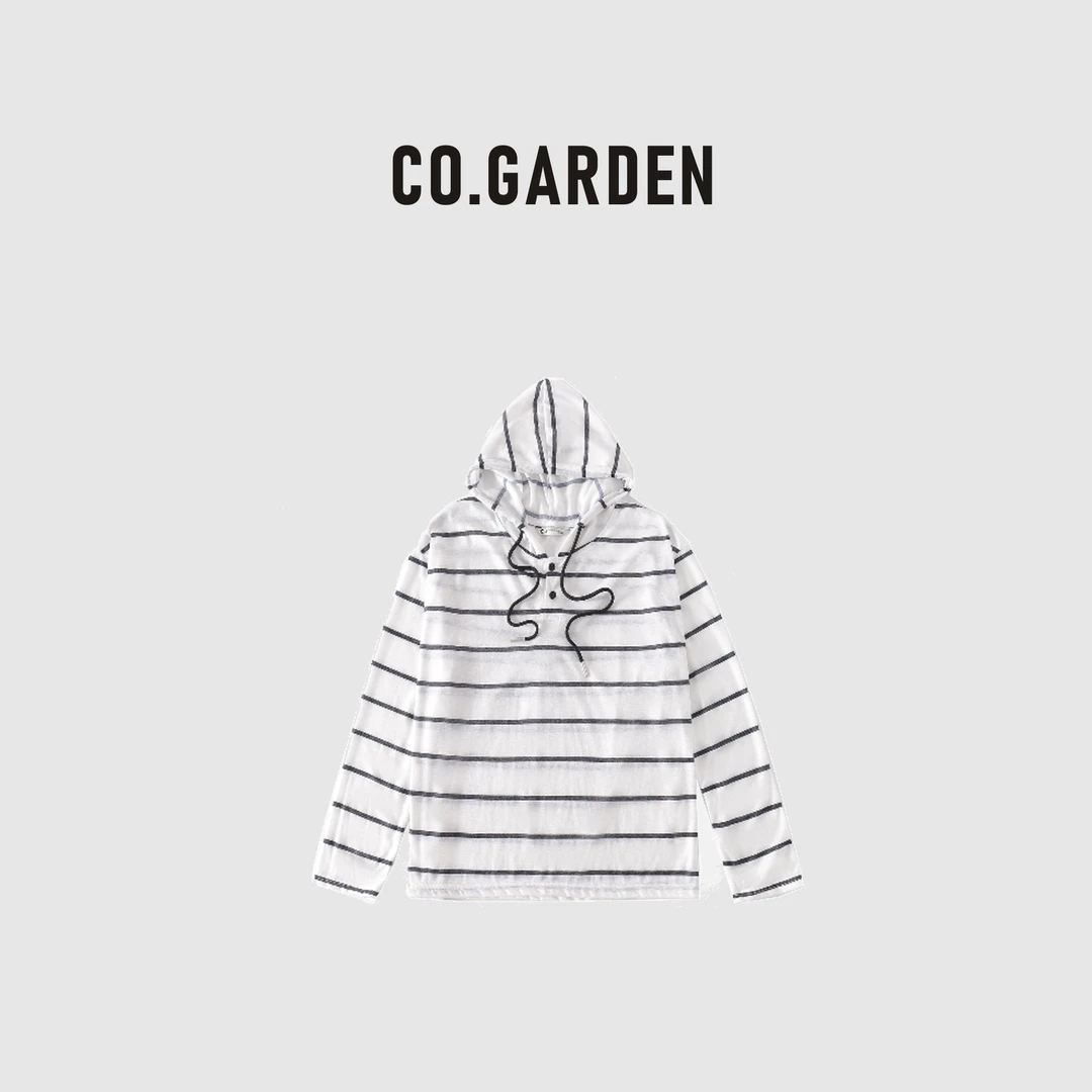 CO.林思梵【航海家】条纹宽松连帽上衣设计师款Y6555