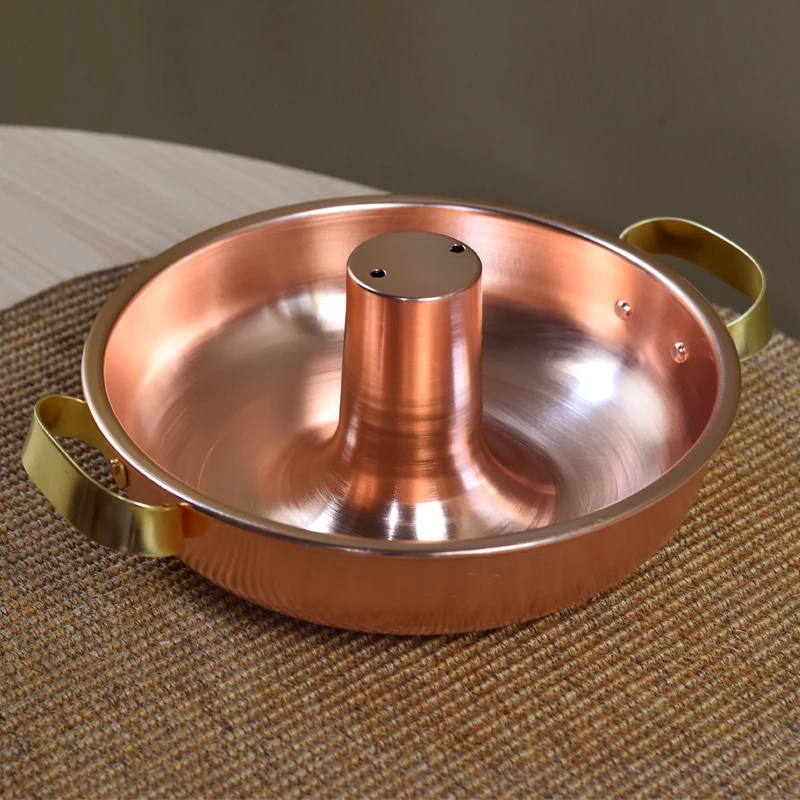 卡式炉小火锅涮肉象鼻锅酒精燃气铜锅商用锅具紫铜老式火锅户外锅