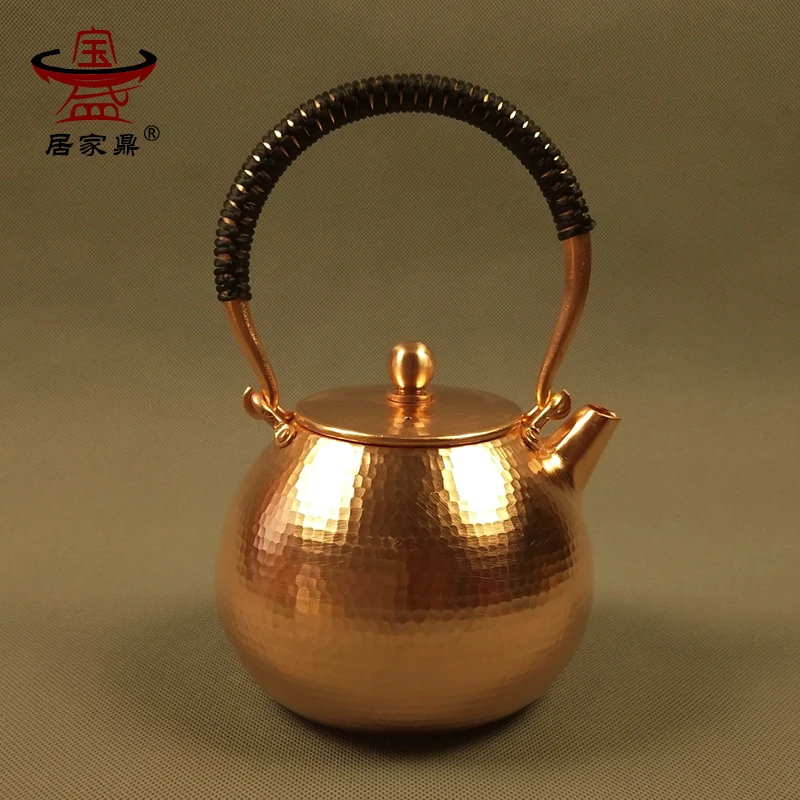 1200毫升紫铜壶茶台烧水铜壶手工煮茶壶红铜煮水泡茶壶加厚铜壶