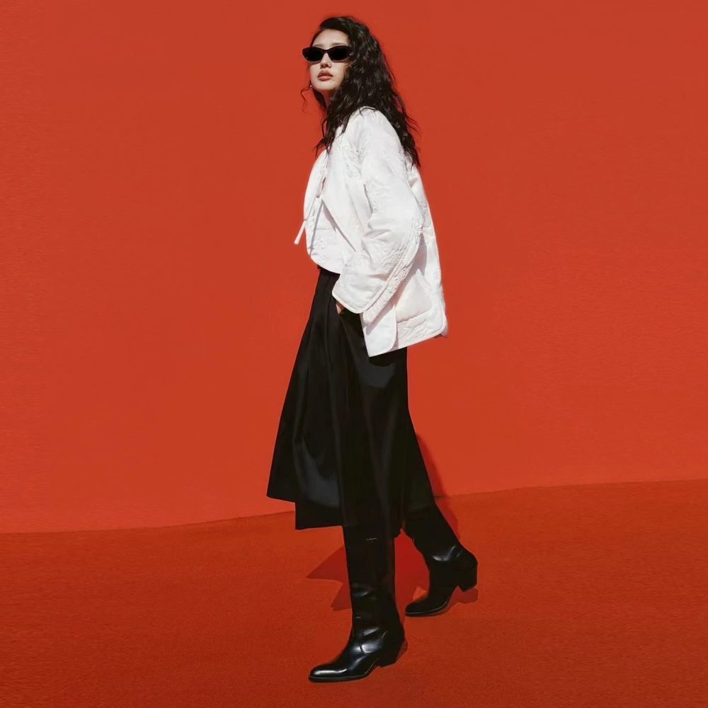 1222【M】2024新品中腰宽松A字廓形伞摆半身裙(附腰带)显瘦半身