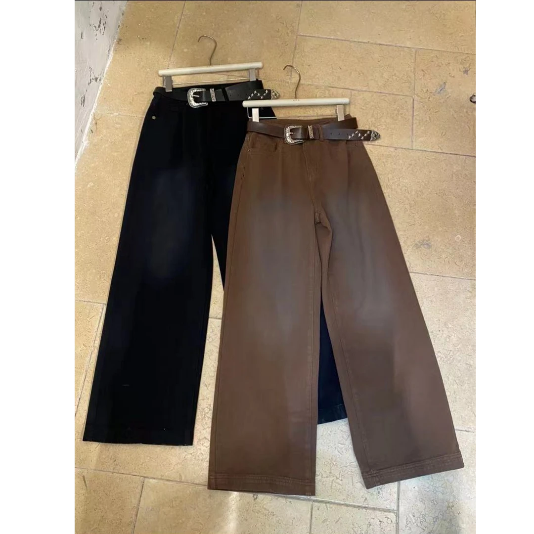 【NO退NO换】鑫燃KIKI 纯色百搭阔腿牛仔裤 D6035 MMC (F)