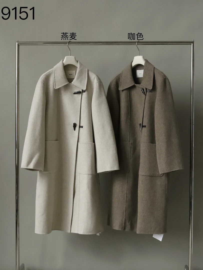【NO退NO换】鑫燃KIKI 羊毛牛角扣长款双面毛呢大衣 9151 MMC （F）