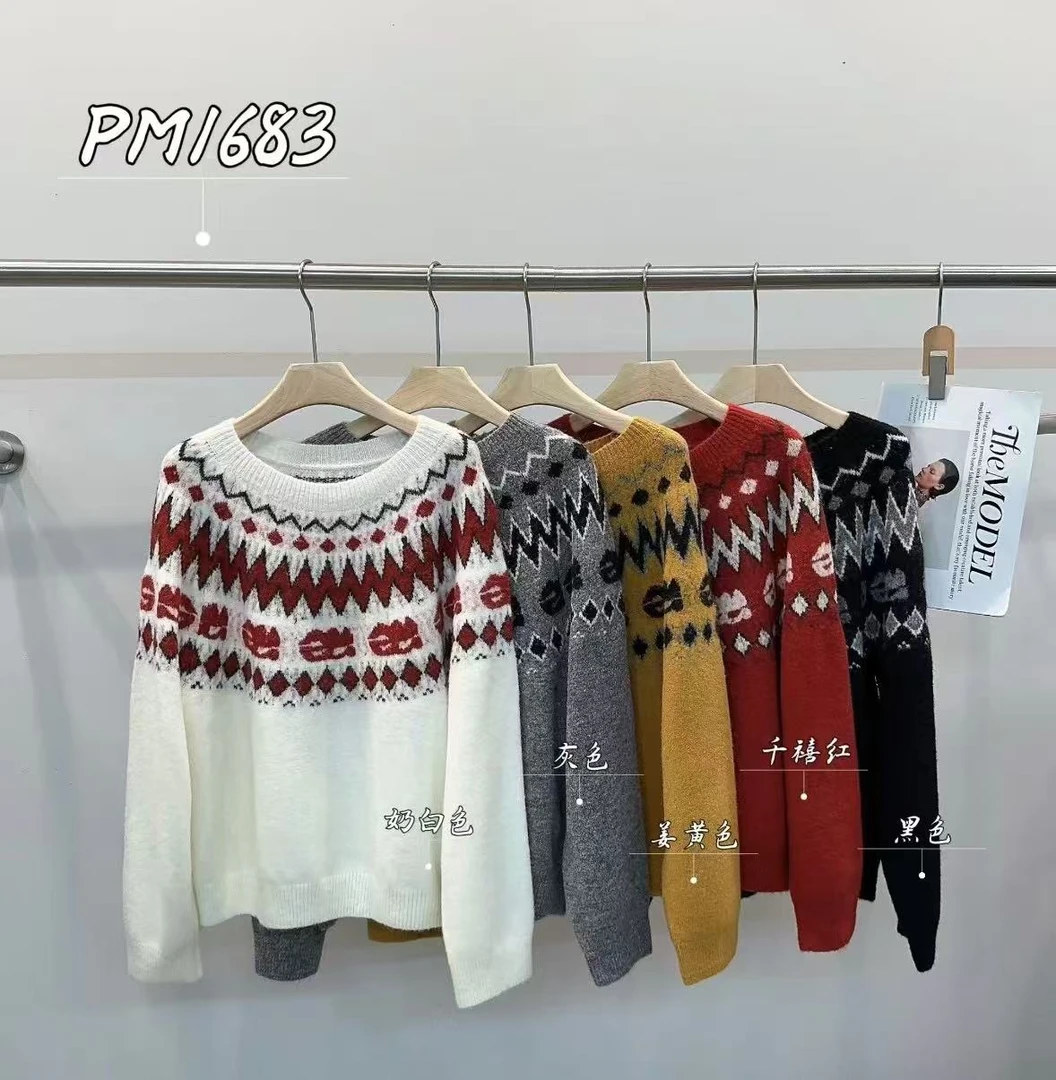 鑫燃KIKI 时尚高级设计感撞色毛衣 PM1683 PPT