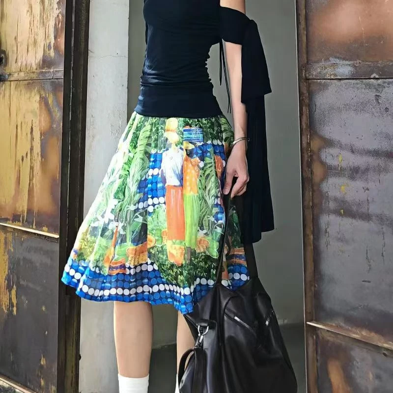 零陆 春夏秋冬裙日式复古刺绣碎花修身百搭显瘦蕾丝半身裙