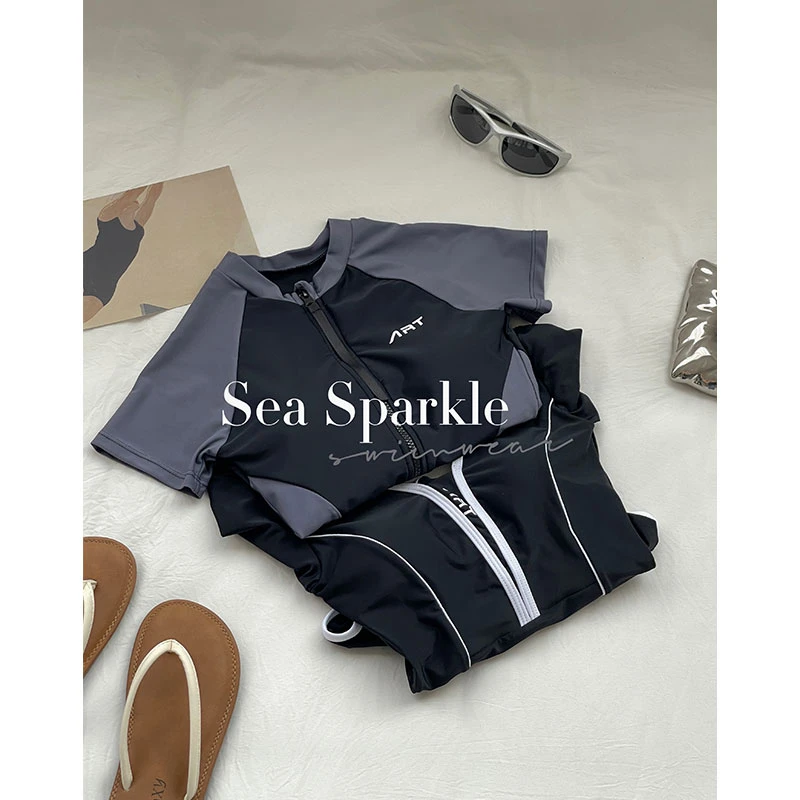 [sea sparkle]连体显瘦黑色保守纯欲高级简约运动泳衣