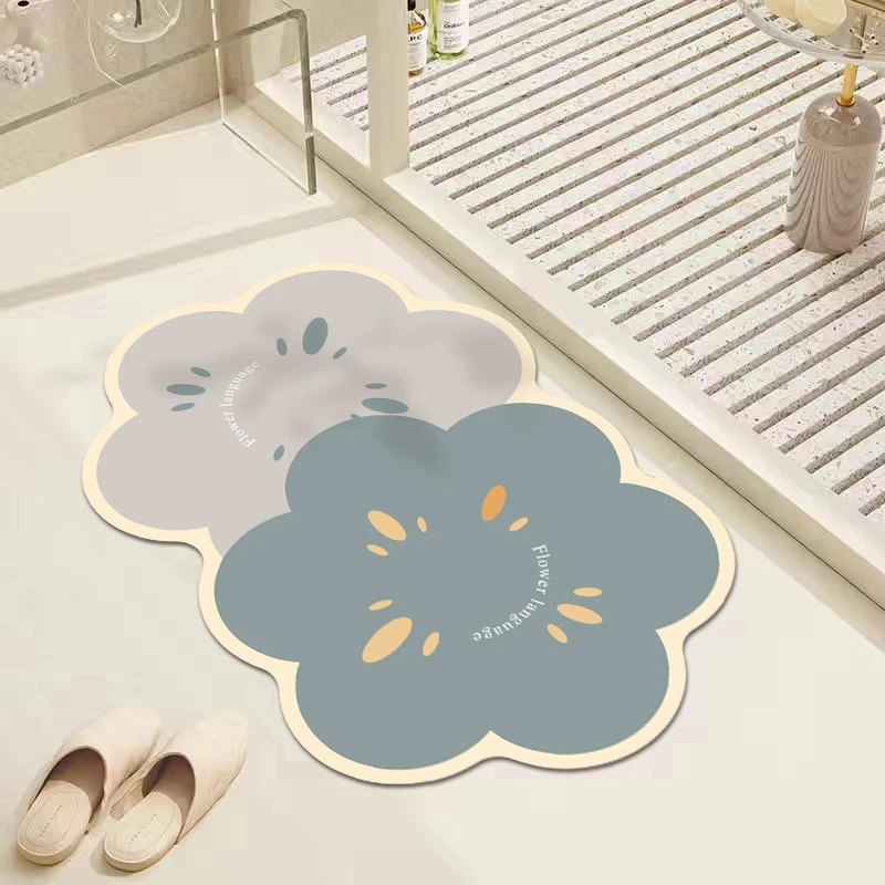 花朵浴室地垫软硅藻泥吸水垫洗手间异形卫生间门口速干防滑脚垫子