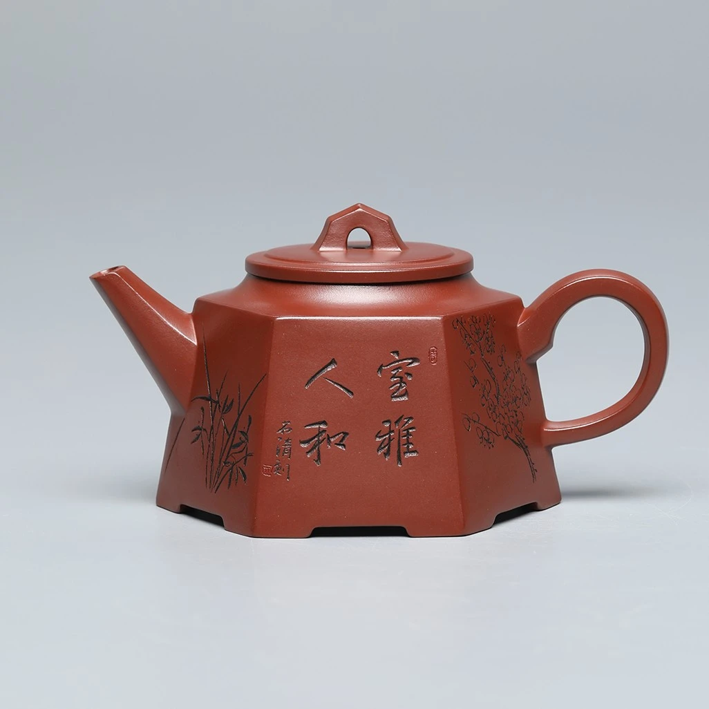 乐乐CXH 7达观【芷玉斋】杜娟 六方井栏 红皮龙 280手工紫砂壶茶香
