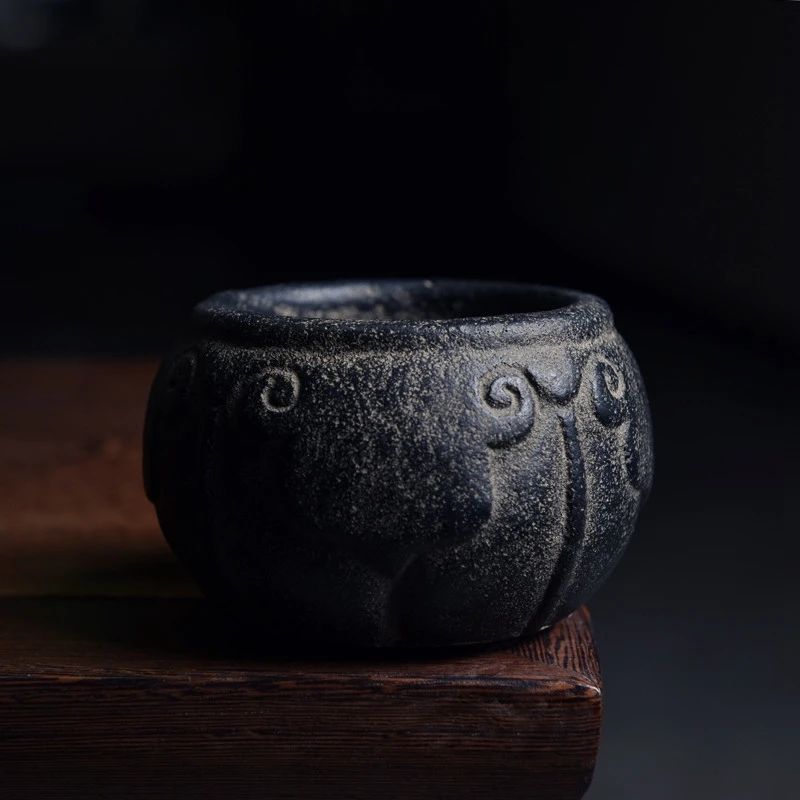 雲植.仿古小如意缸仿石无孔水培花盆花器小香炉茶室利器