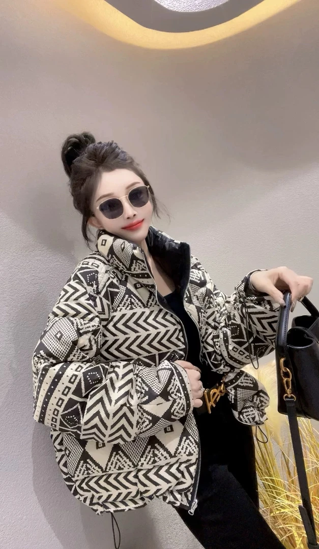 欧范家复古欧货纹路花羽服加厚外套棉服