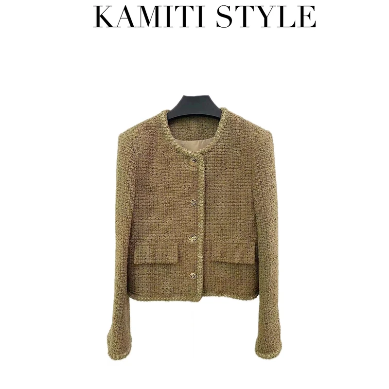 【拉菲情人】2025SS春款小香风女黑色显瘦名媛粗花呢上衣短外套