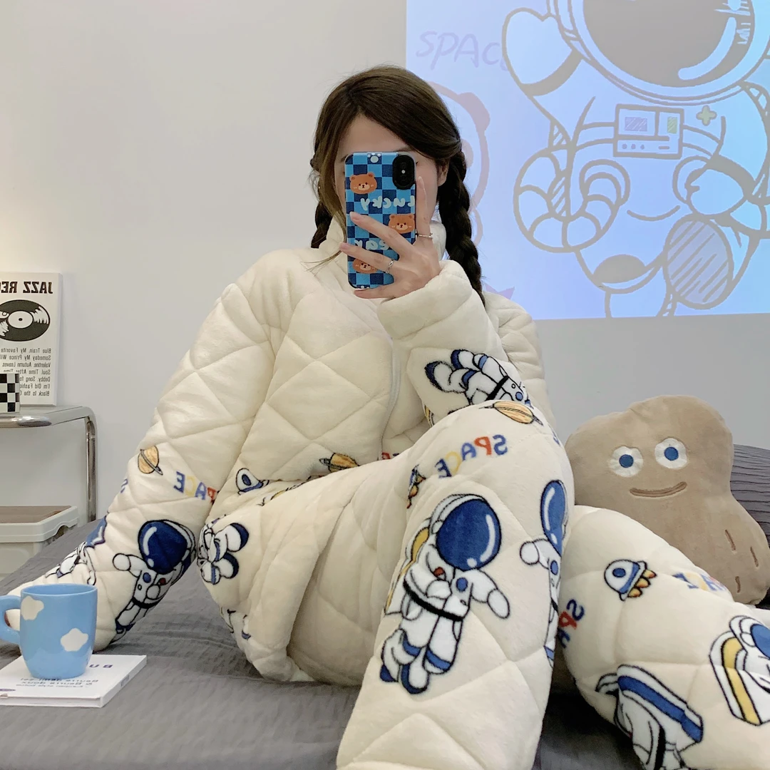 【正品】冬季加厚女士睡衣三层夹棉保暖家居服棉袄-22523
