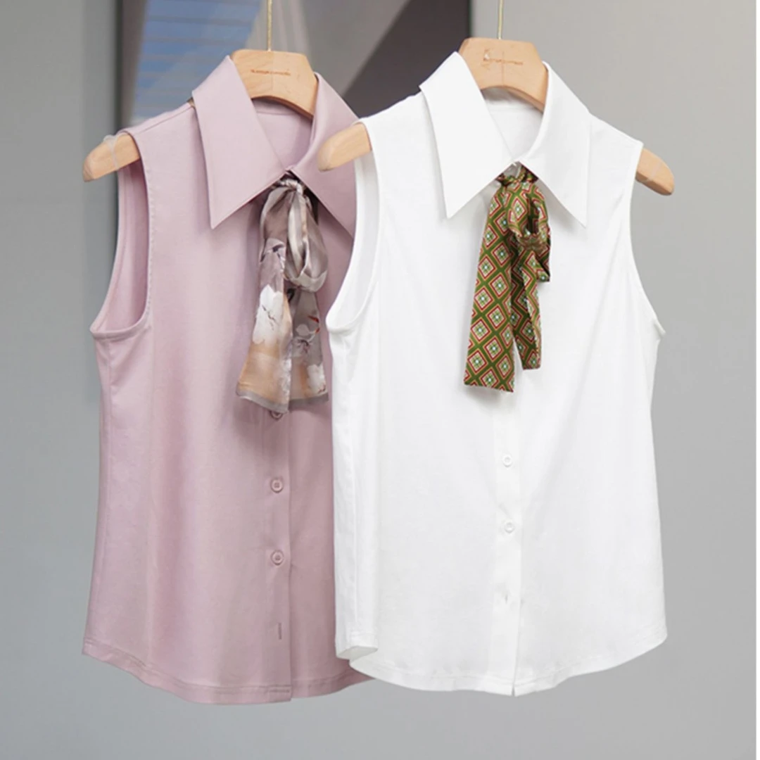 时尚白色衬衣女白色打底衬衫上衣女款极简百搭衬衣领子内搭打底衫