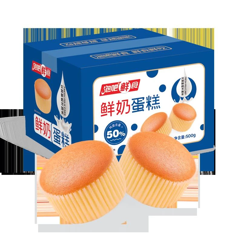 泡吧鲜奶蛋糕新鲜健康高品质早餐戚风鸡蛋糕面整笋0g