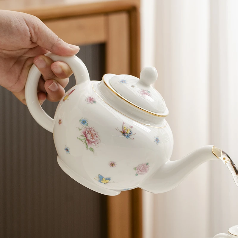 毅煊羊脂玉瓷茶壶家用小清新简约现代陶瓷过滤功夫茶具泡茶壶单壶