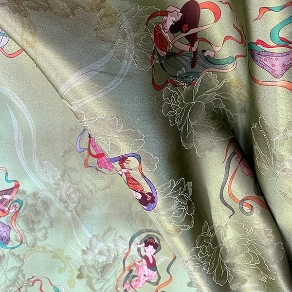 【七仙女】人丝红云纱面料新中式风格布料【HV8382】